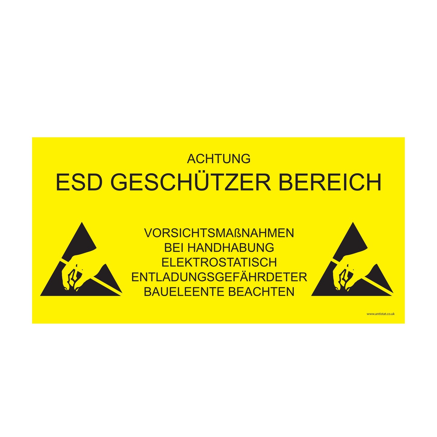 Semn autoadeziv ESD pentru semnalizarea unei zone protejate, 300x150mm