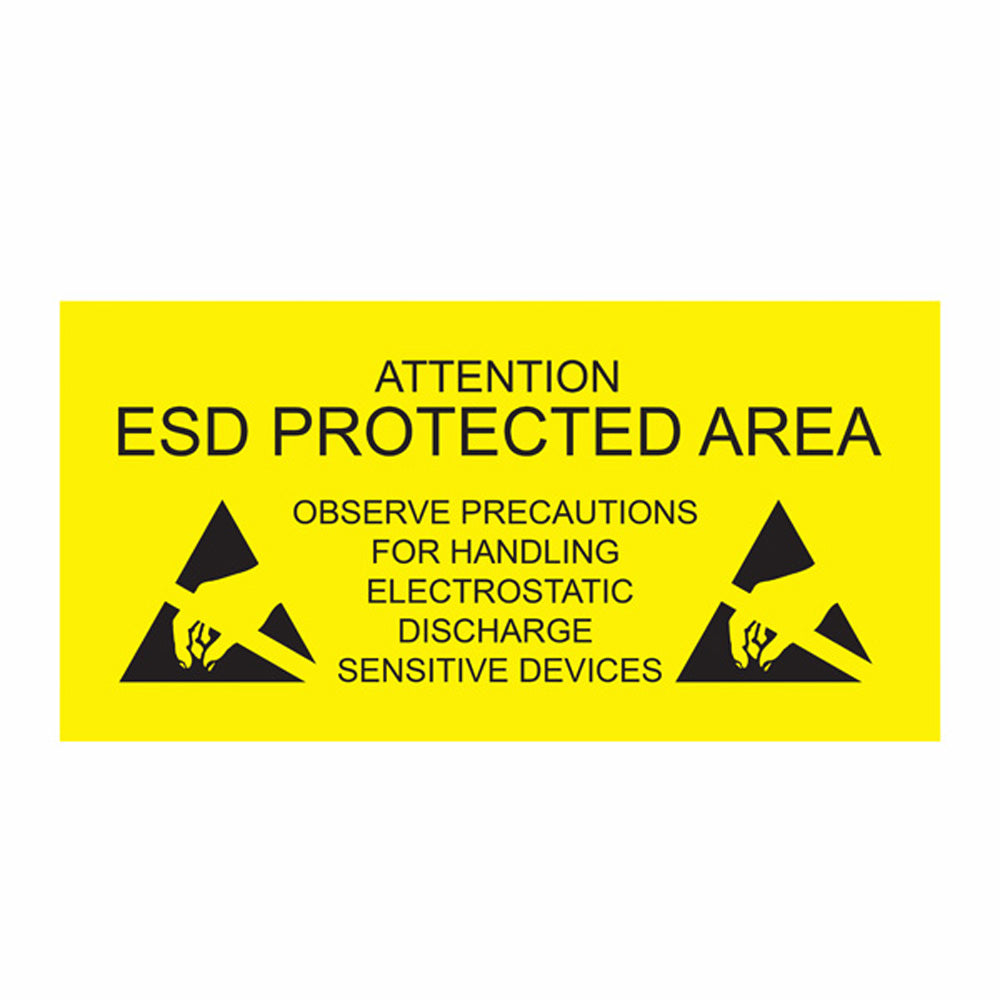 Semn autoadeziv ESD pentru semnalizarea unei zone protejate, 300x150mm